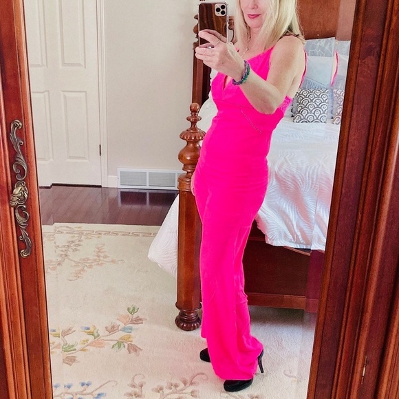 ROLY POLY neon pink wide leg romper - Picture 5 of 8